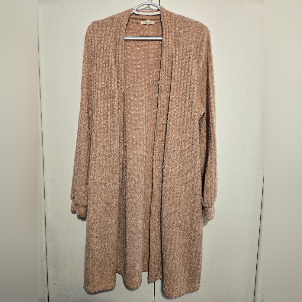 Maurices Women's Dusty Mauve Fuzzy Open Cardigan with Pockets- Size 0X